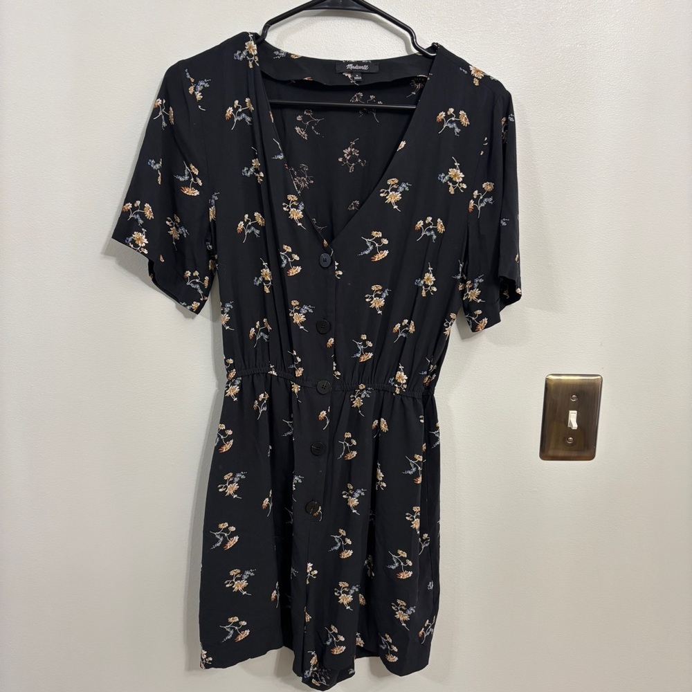 Madewell Black Floral Print Top
